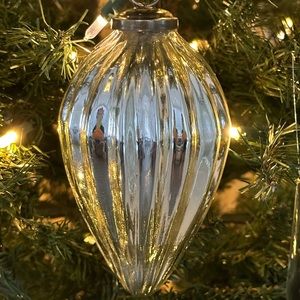 Set of Six Large Kugel Mercury Glass Christmas Ornaments